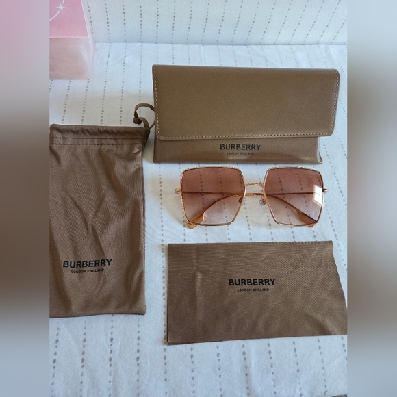 Burberry Daphne BE3133 | Gradient Pink Rose Gold Sunglasses | NIB - Picture 2 of 7